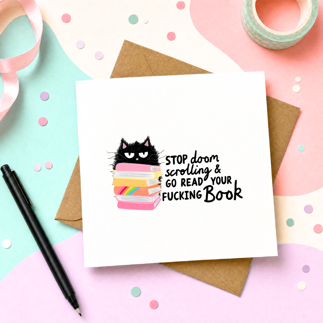 MTO Card - Stop scrolling and go read a book