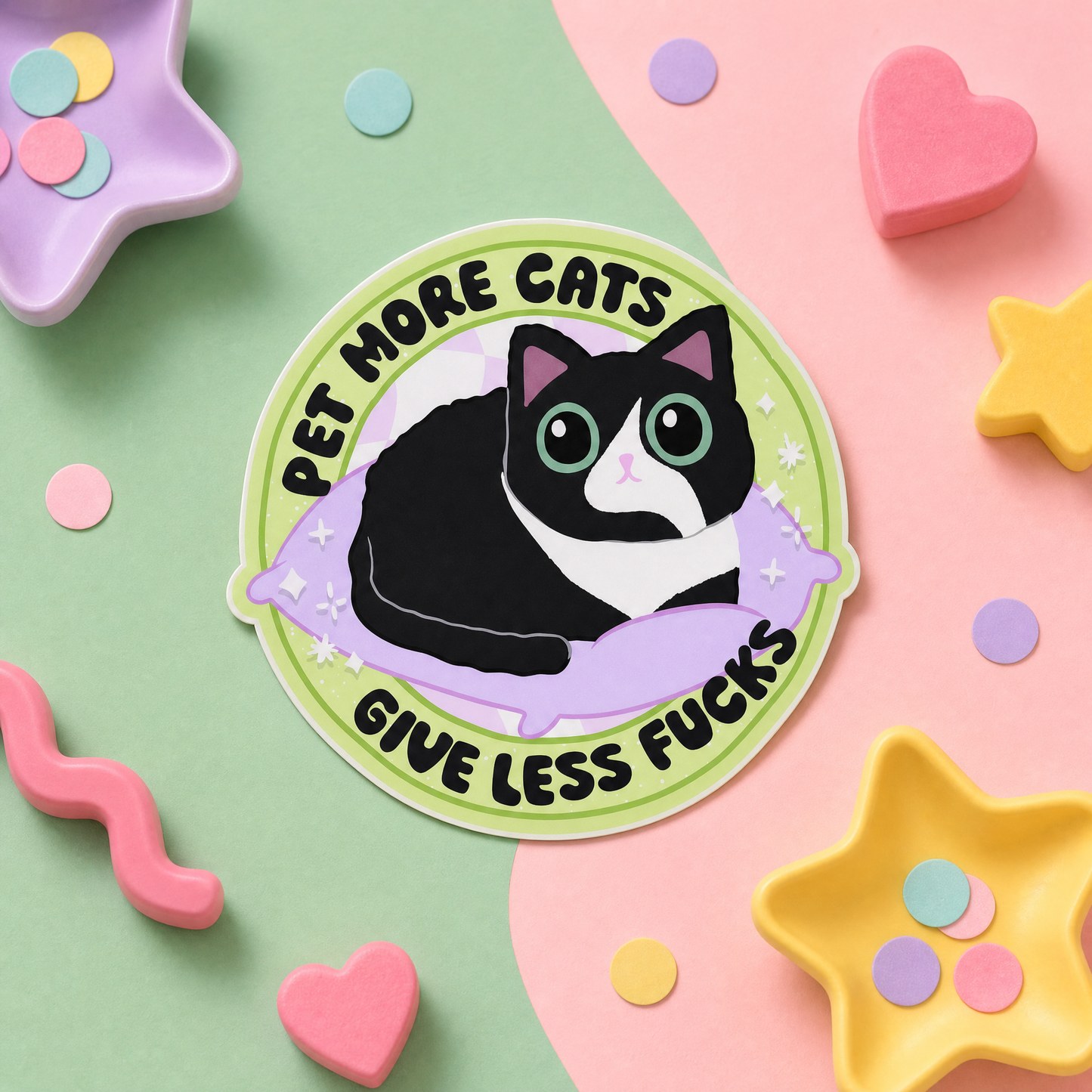 Pet More Cats Give Less Fucks - Vinyl Sticker