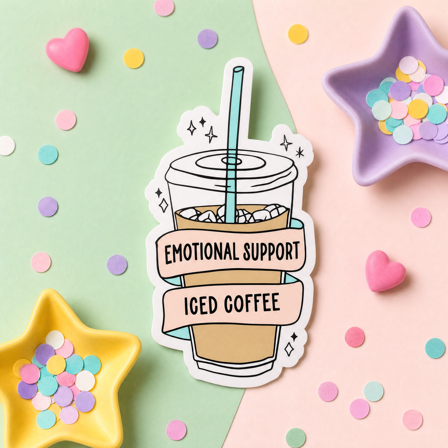 Emotional Support Iced Coffee - Vinyl Sticker