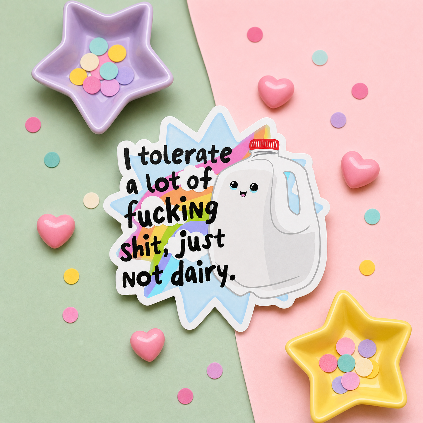 I Tolerate a Lot of Fucking Shit Just Not Dairy - Vinyl Sticker