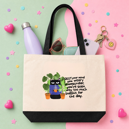 MTO Tote Bag - Rest your weary mind doomscroller