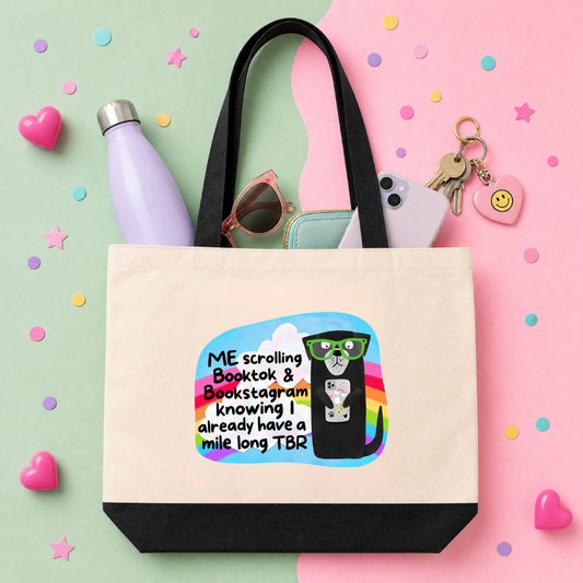 MTO Tote Bag - Me Scrolling Booktok and Bookstagram