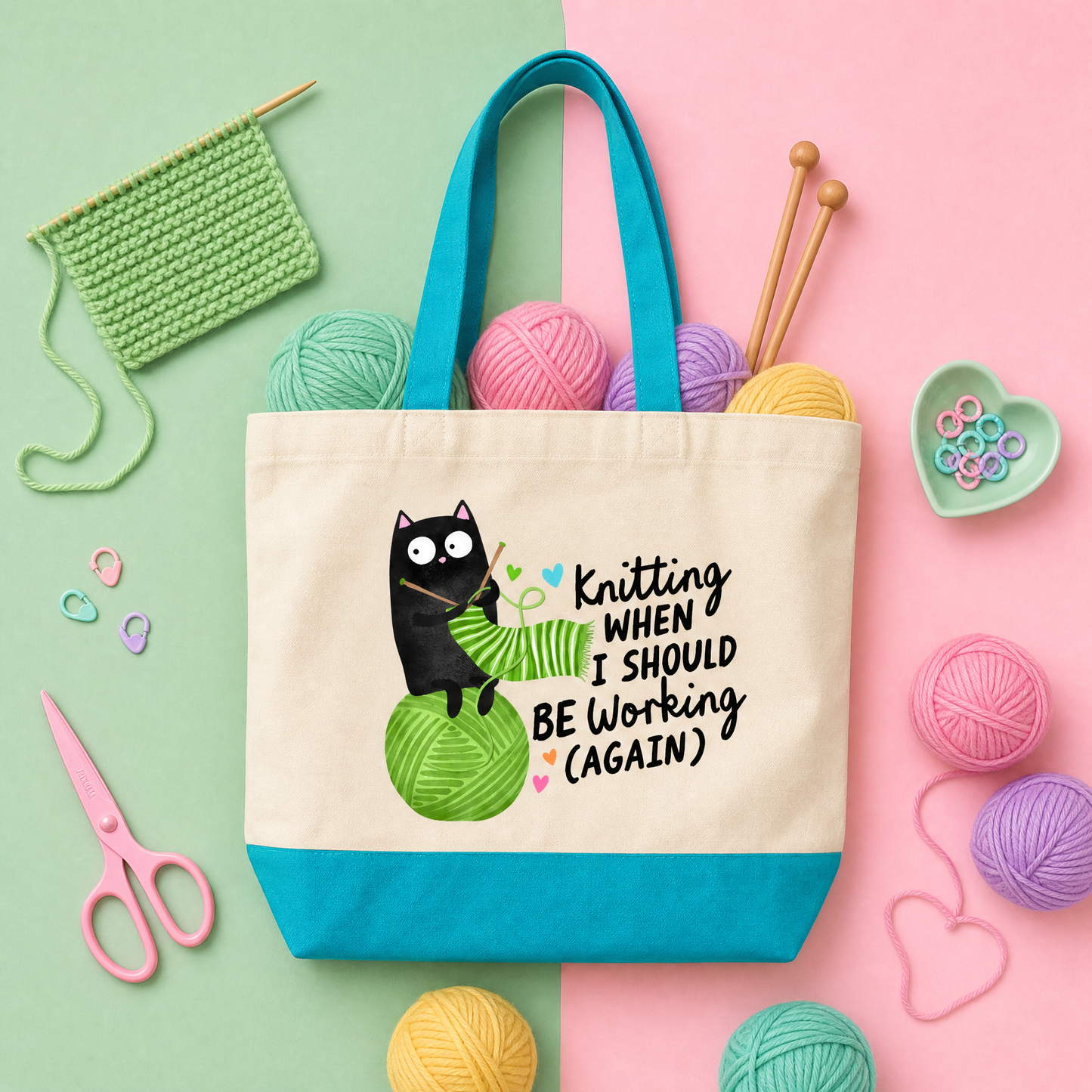 Knitting When I Should Be Working Again - Tote Bag