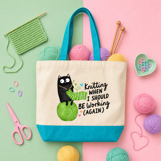 Knitting When I Should Be Working Again - Tote Bag