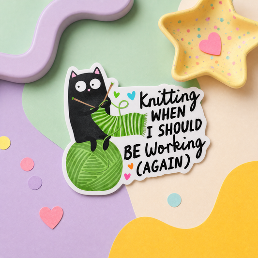 Knitting When I Should Be Working Again - Vinyl Sticker