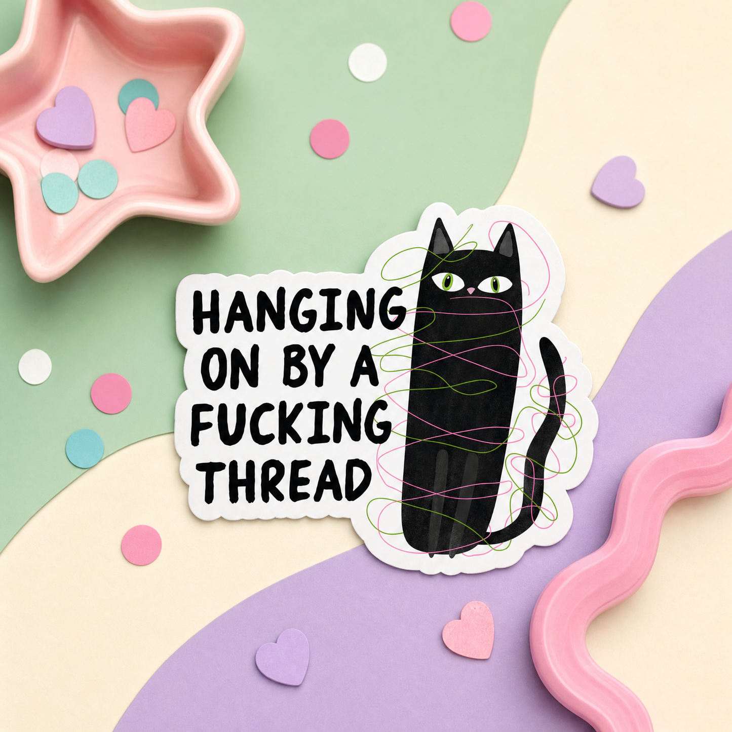 Hanging On by a Fucking Thread - Vinyl Sticker
