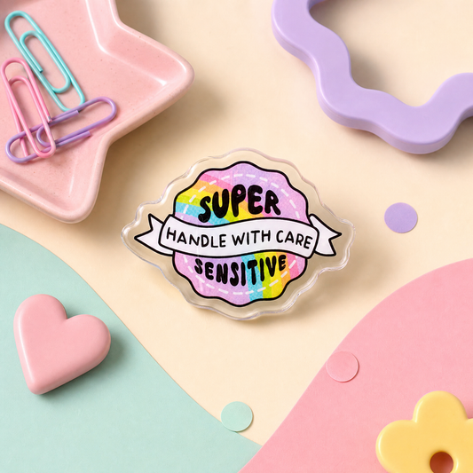 Super Sensitive Handle With Care - Acrylic Pin