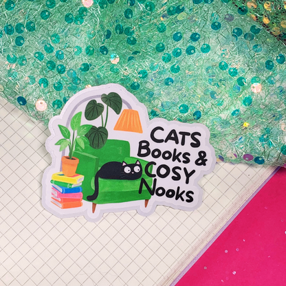 Cats Books and Cosy Nooks - Vinyl Sticker