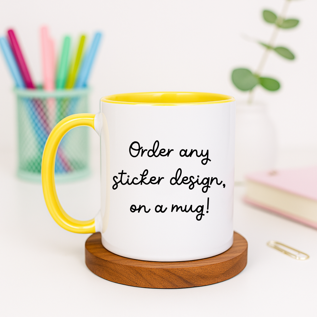 Custom Ceramic Mug - any sticker design