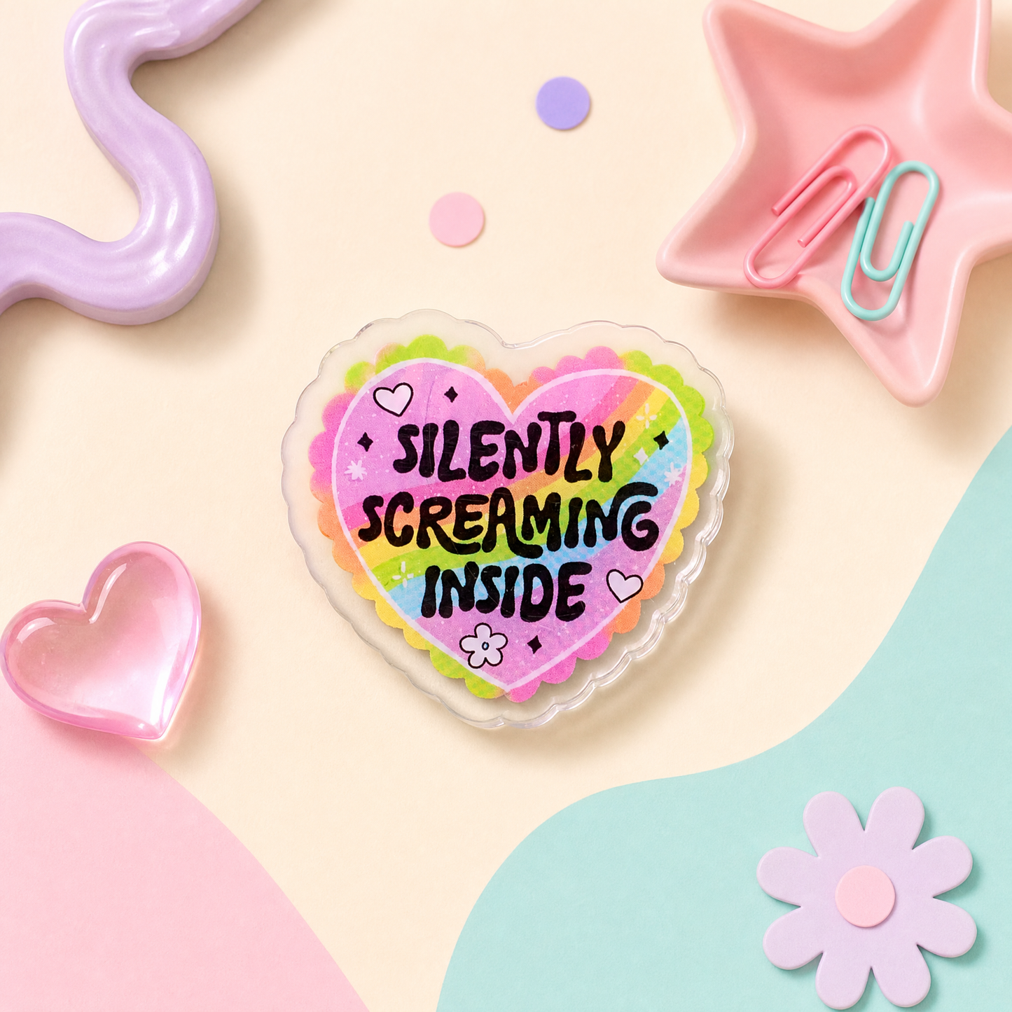 Silently Screaming Inside - Acrylic Pin