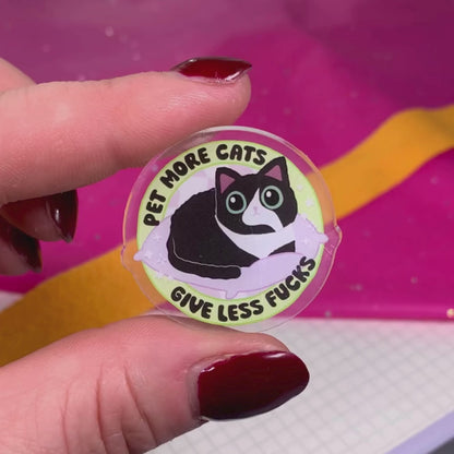 Pet More Cats, Give Less Fucks - Acrylic Pin